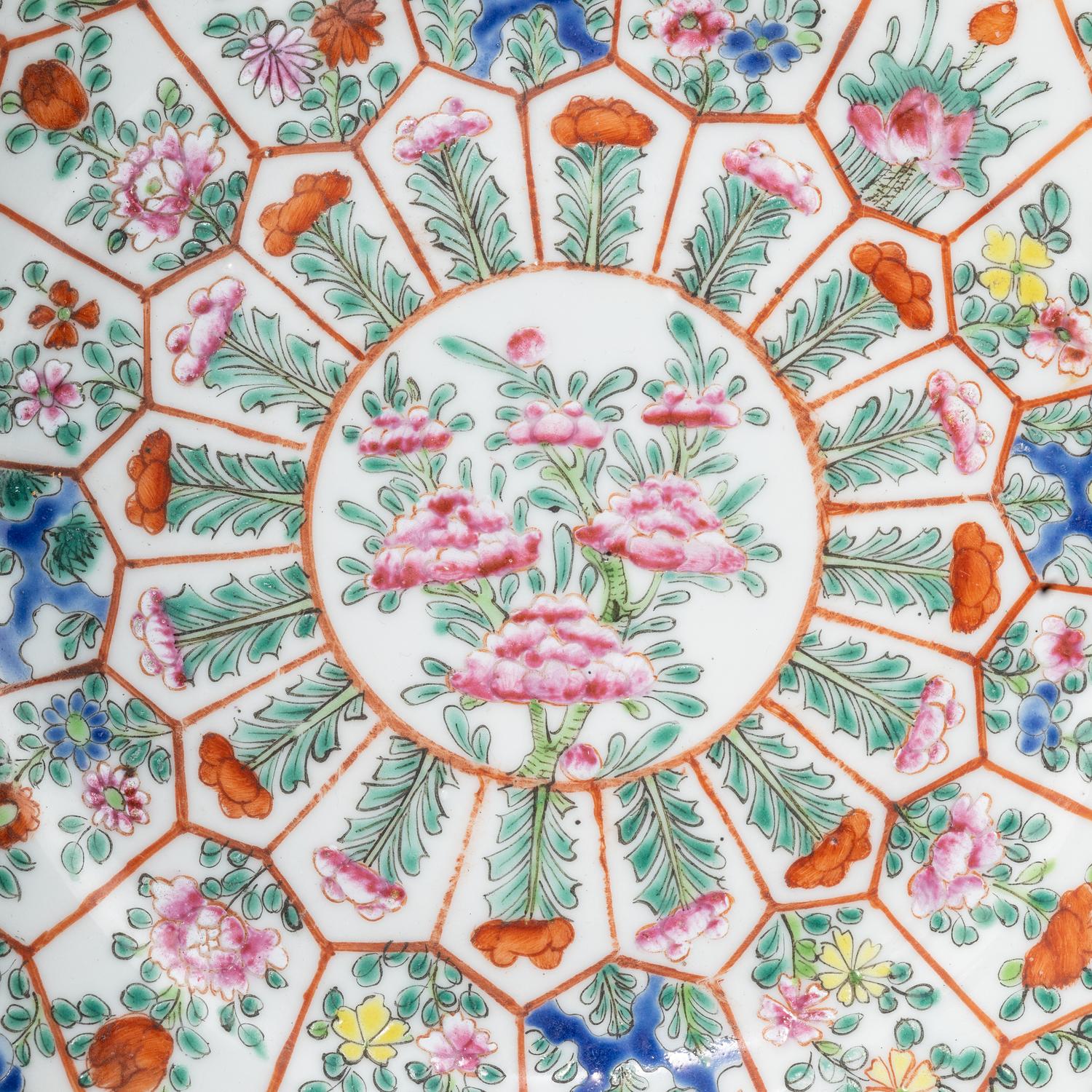 Five Chinese Export Famille Rose Porcelain Plates