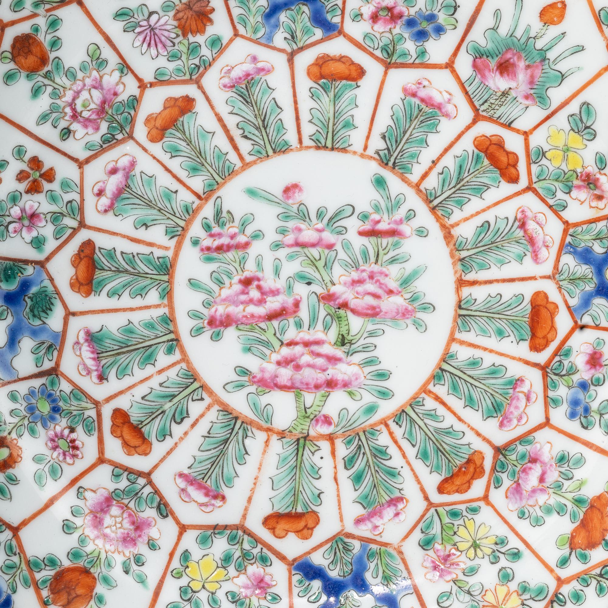 Five Chinese Export Famille Rose Porcelain Plates