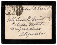 GRANT, Julia Dent (1826-1902), First Lady. Autograph free frank ("Julia D. Grant"), on black-bordered mourning cover addressed in her hand. To Mrs. Jesse R. Grant, San Francisco, CA, duplex postmark, New York Oct 23 1889.