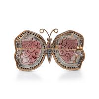 CARVED GEM BUTTERFLY BROOCH