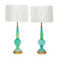 A Pair of Seguso for Marbro Murano Glass Lamps
