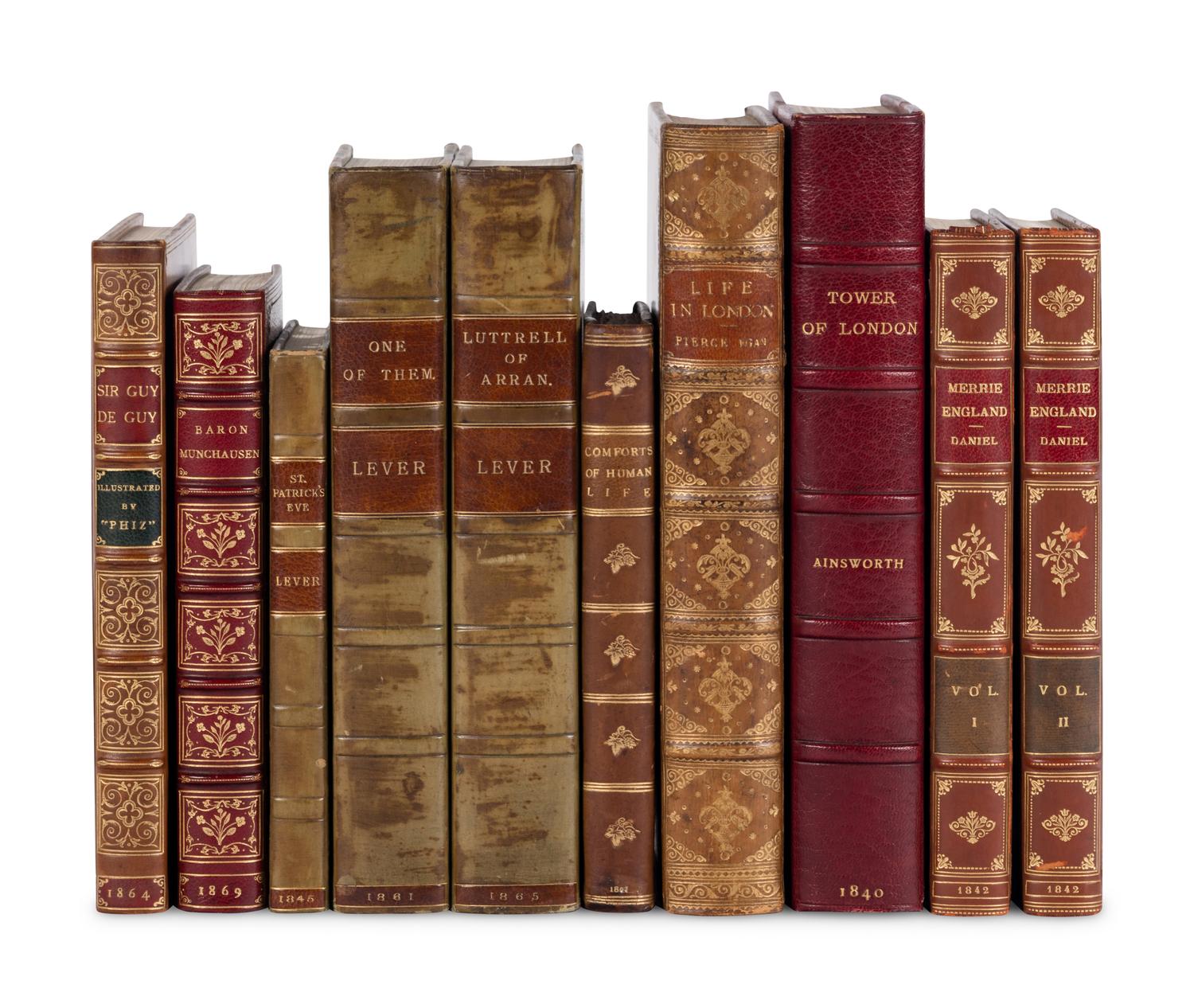 [BINDINGS - ILLUSTRATED BOOKS]. A group of 9 illustrated books from the 19th century and finely bound, comprising: