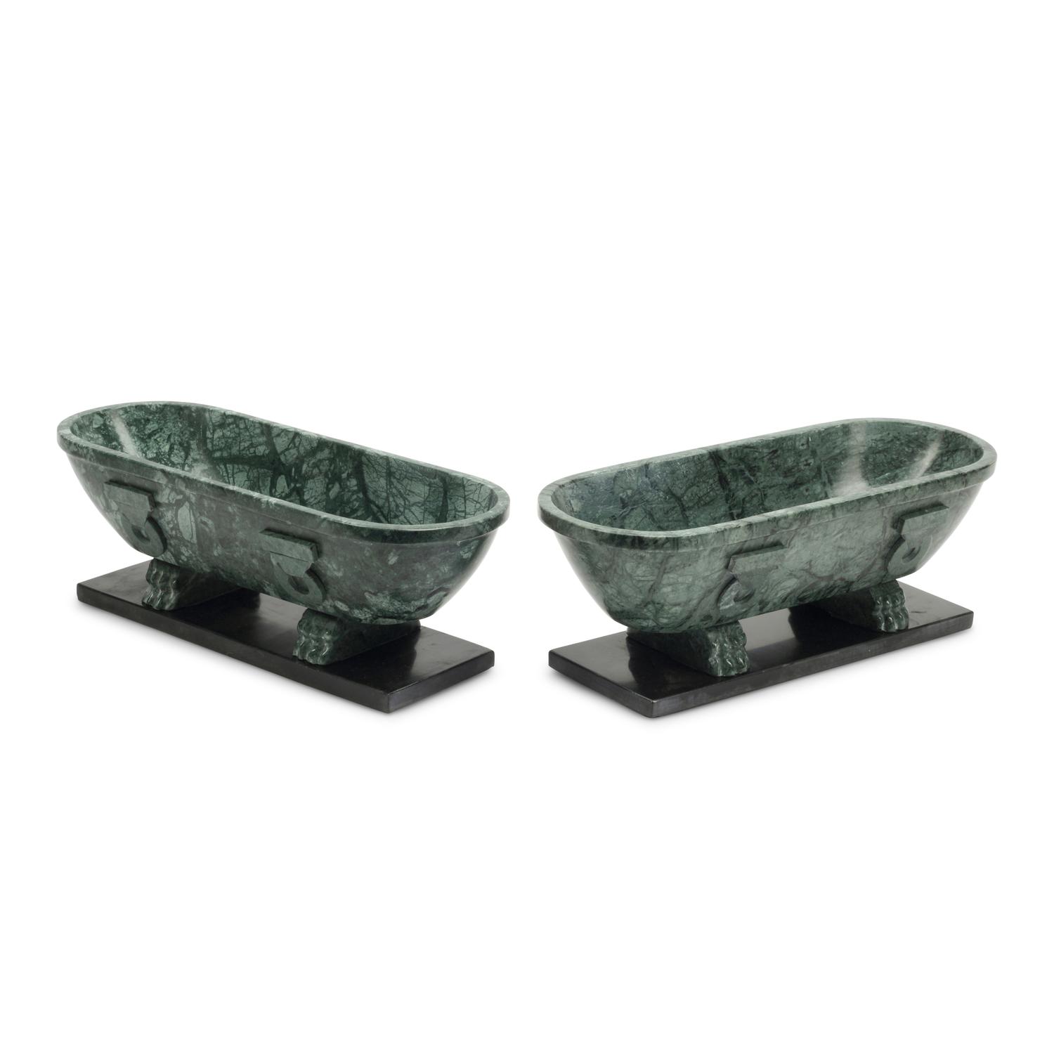 A Pair of Italian Grand Tour Style Marble Sarcophagi