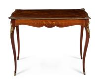 A Louis XV Style Gilt Bronze Mounted Marquetry Occasional Table