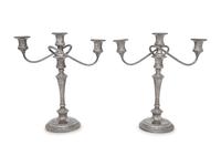 A Pair of American Silver Three-Light Candelabra