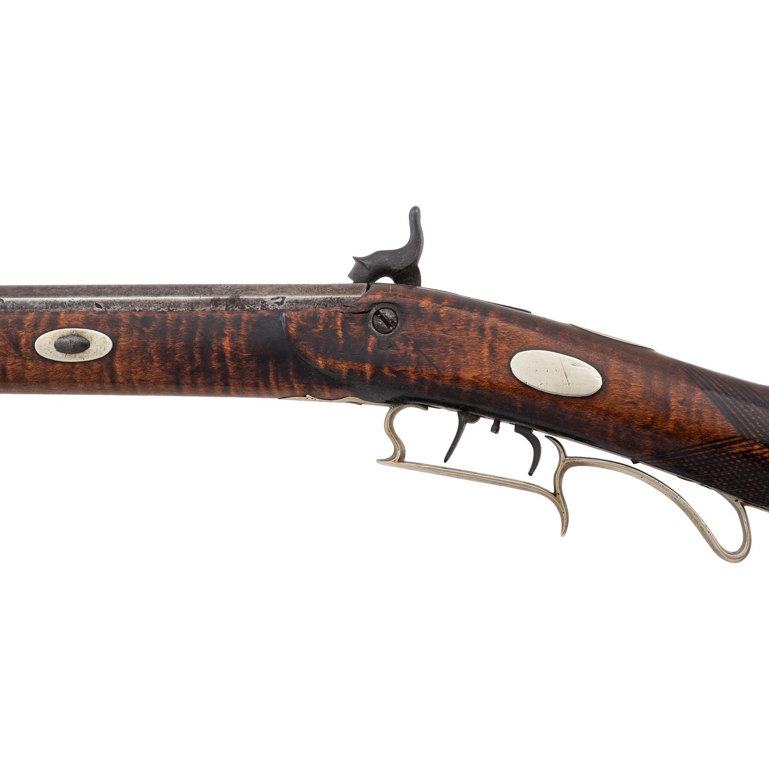 German Silver Mounted Tryon Half Stock Percussion Rifle