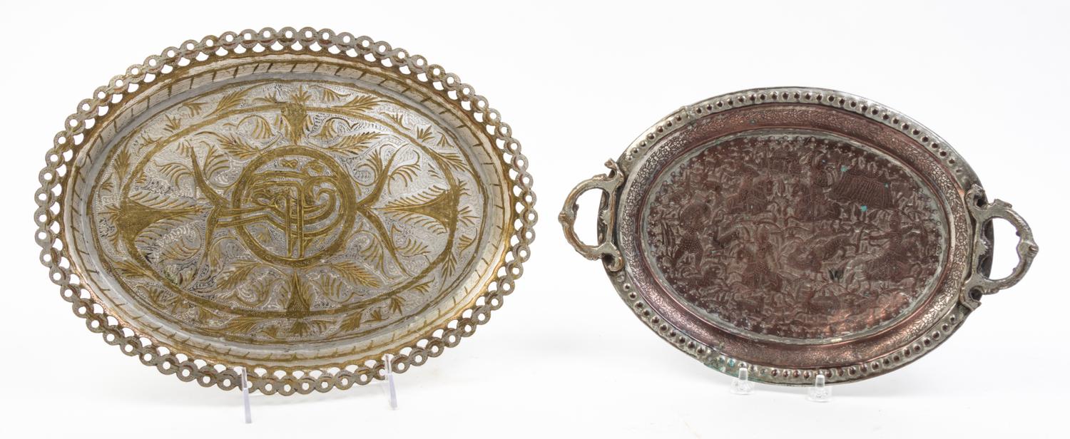 Two Pewter Trays Width of wider 13 inches.