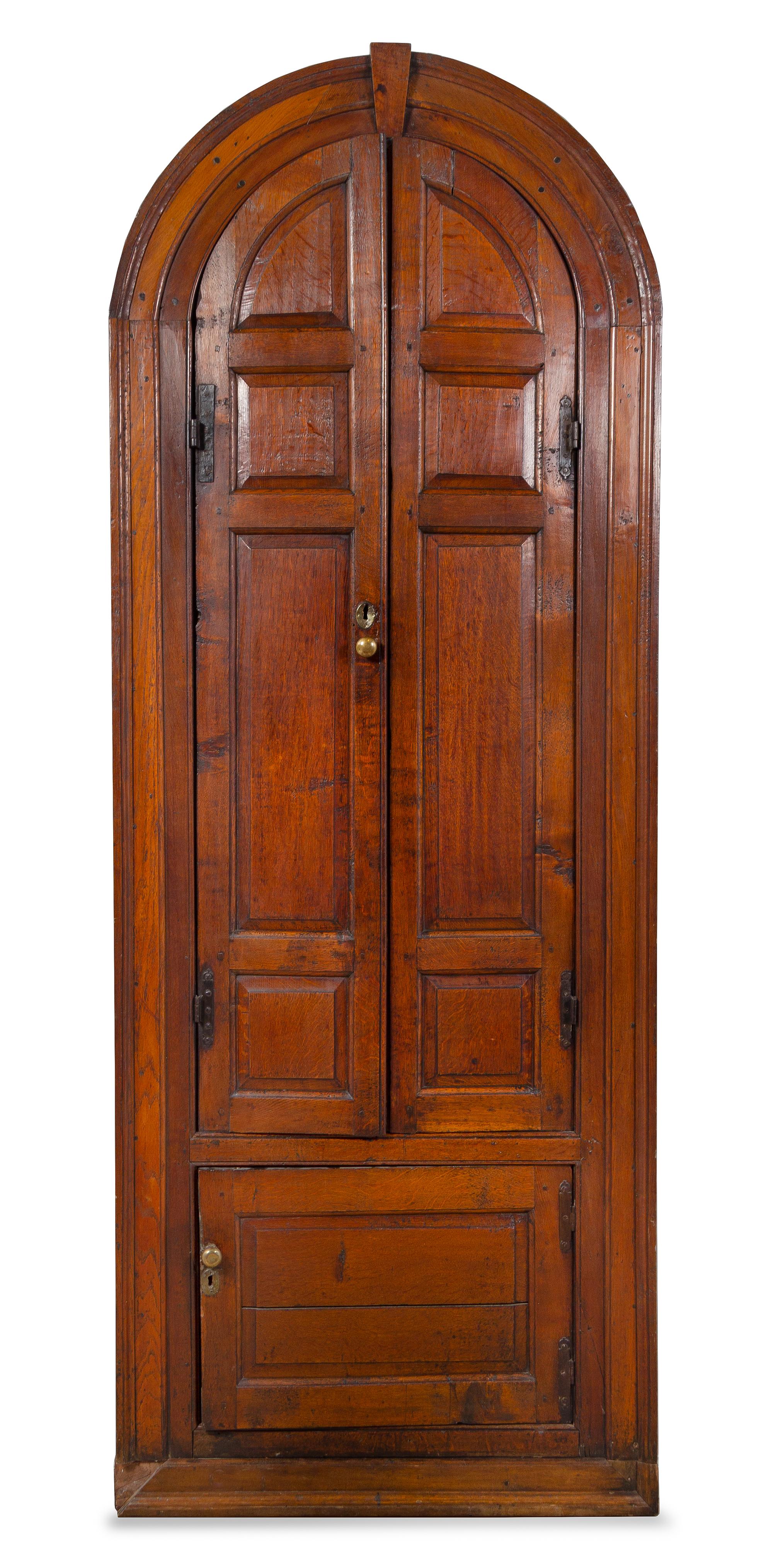 An American Oak Corner Cabinet Height 106 3/4 x width 36 1/2 inches. — 18TH/19TH CENTURY, FORMERLY A BUILT-IN