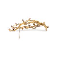 YELLOW GOLD, OPAL AND RUBY BROOCH