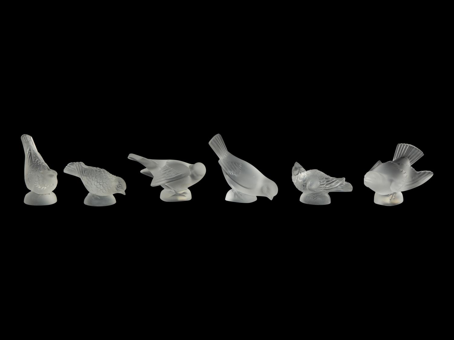 Six Lalique Bird Figures