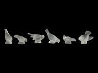 Six Lalique Bird Figures