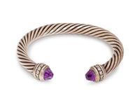 DAVID YURMAN, AMETHYST AND DIAMOND 'CABLE CLASSIC' CUFF BRACELET
