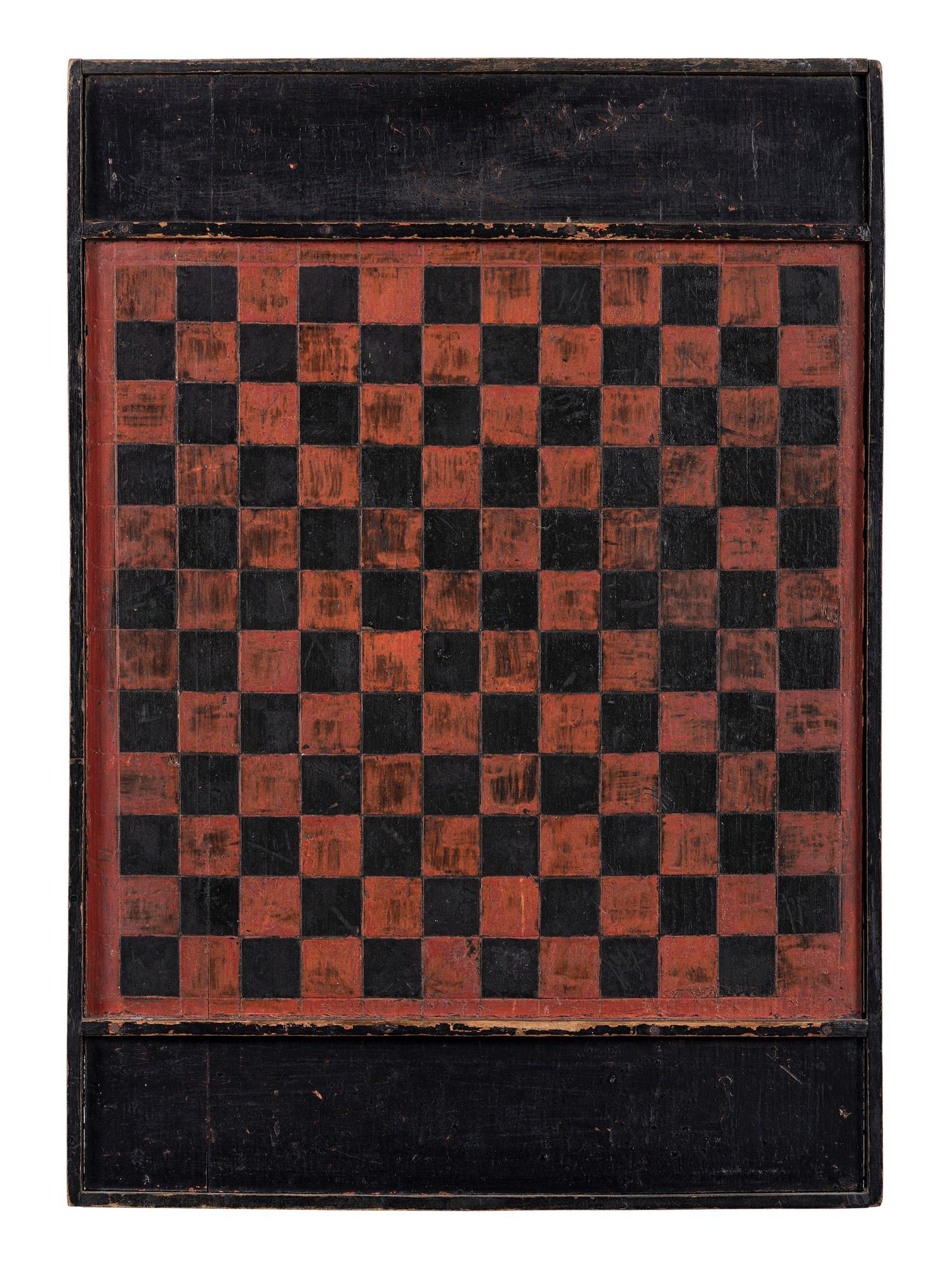Two Black Painted Pine Game Boards