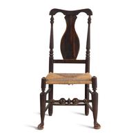A Queen Anne Painted Rush-Seat Side Chair