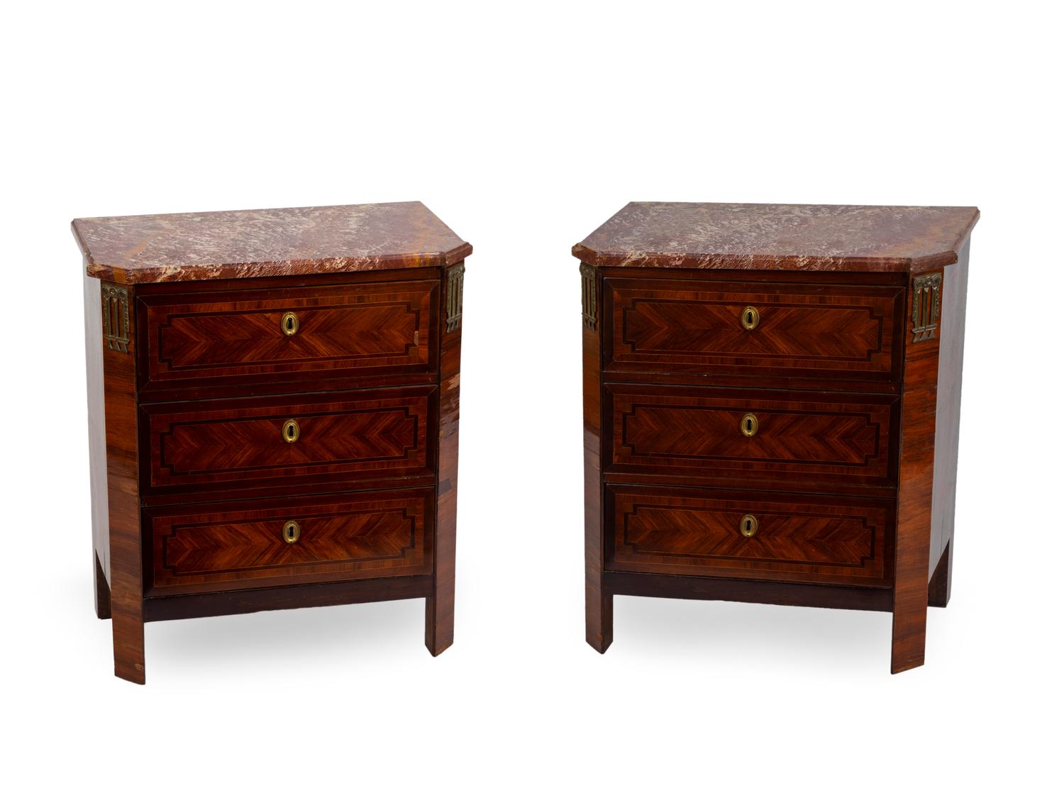 A Pair of Louis Philippe Parquetry Petite Commodes — 19TH CENTURY