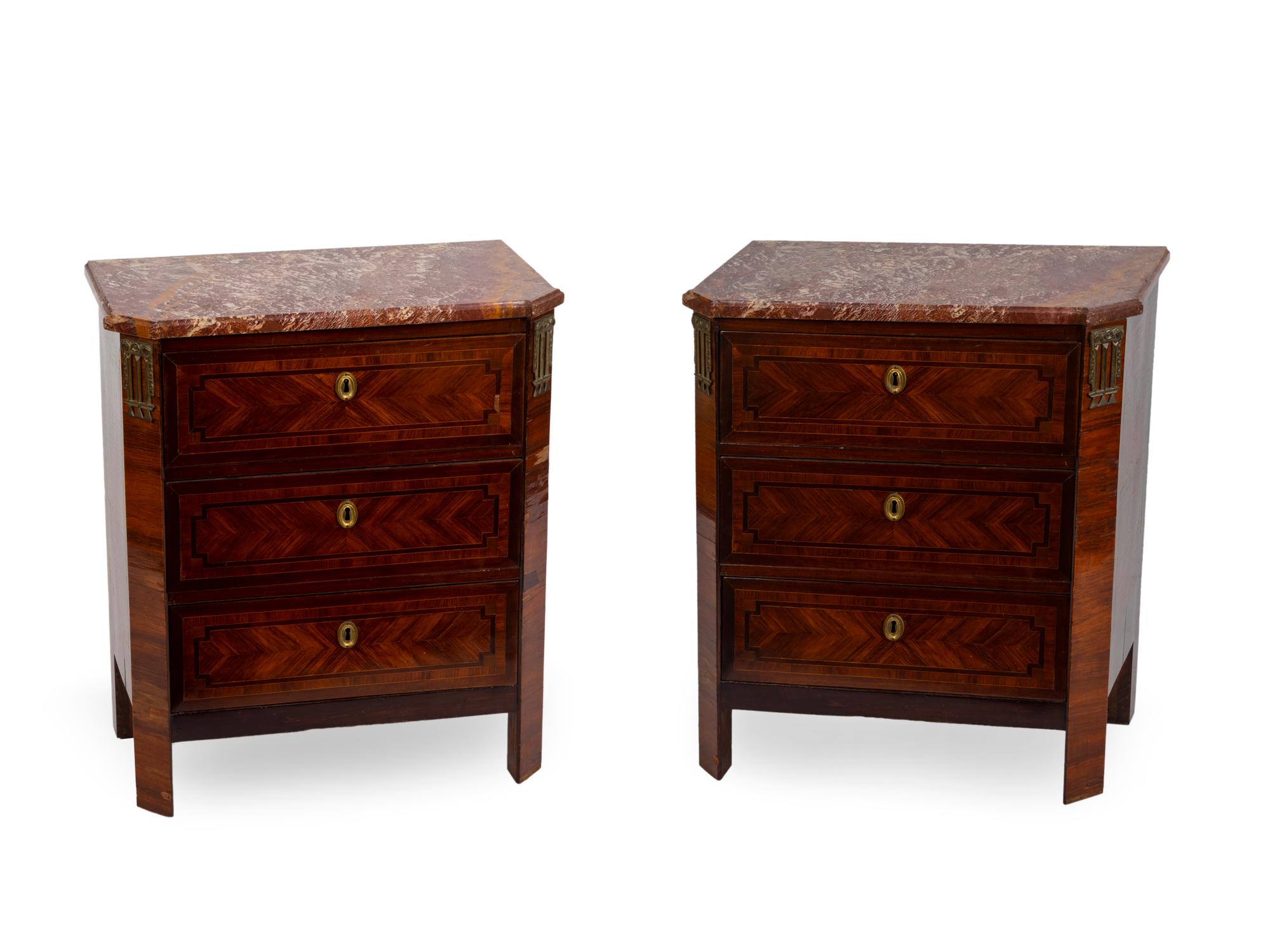 A Pair of Louis Philippe Parquetry Petite Commodes — 19TH CENTURY