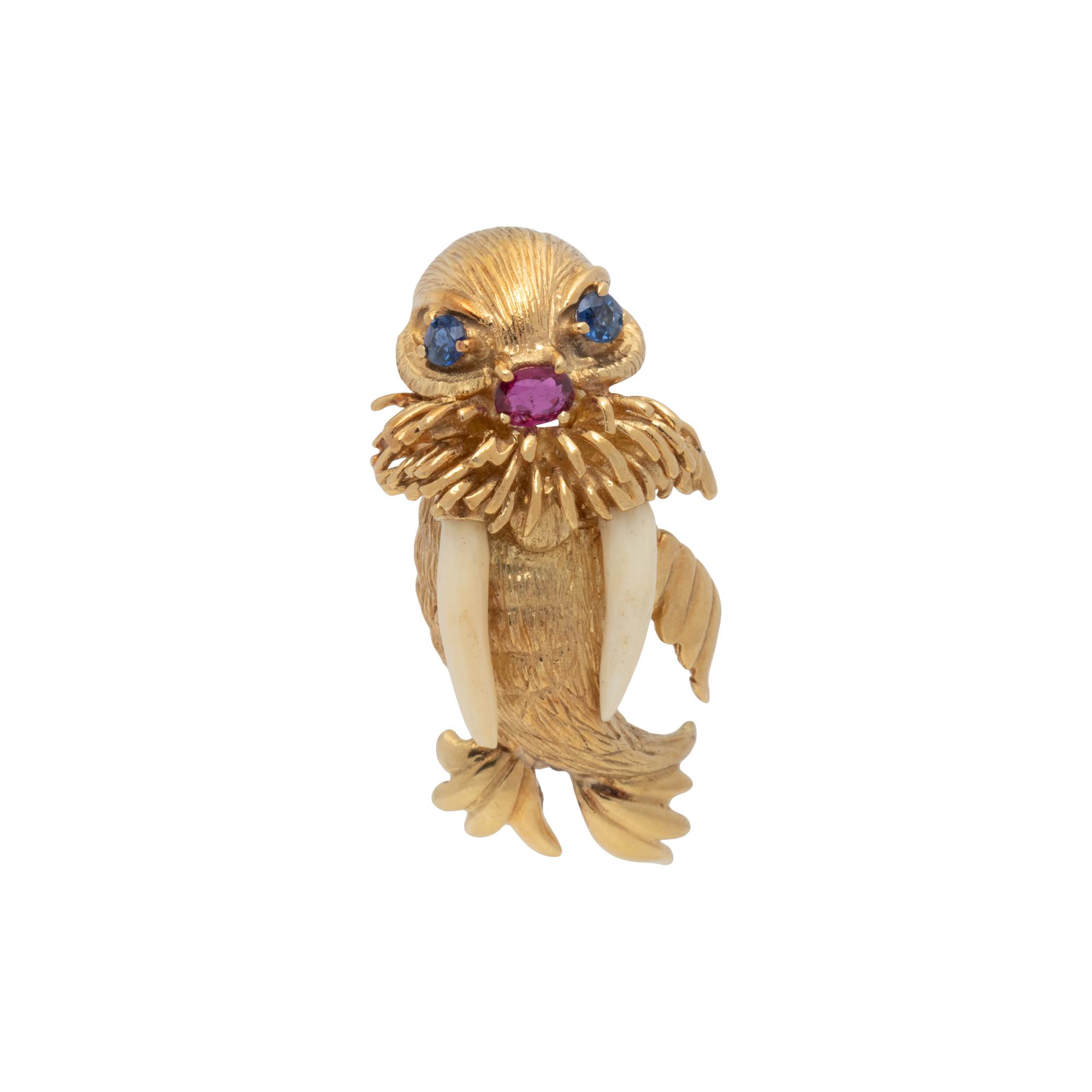 HAMMERMAN BROTHERS, MULTIGEM WALRUS BROOCH