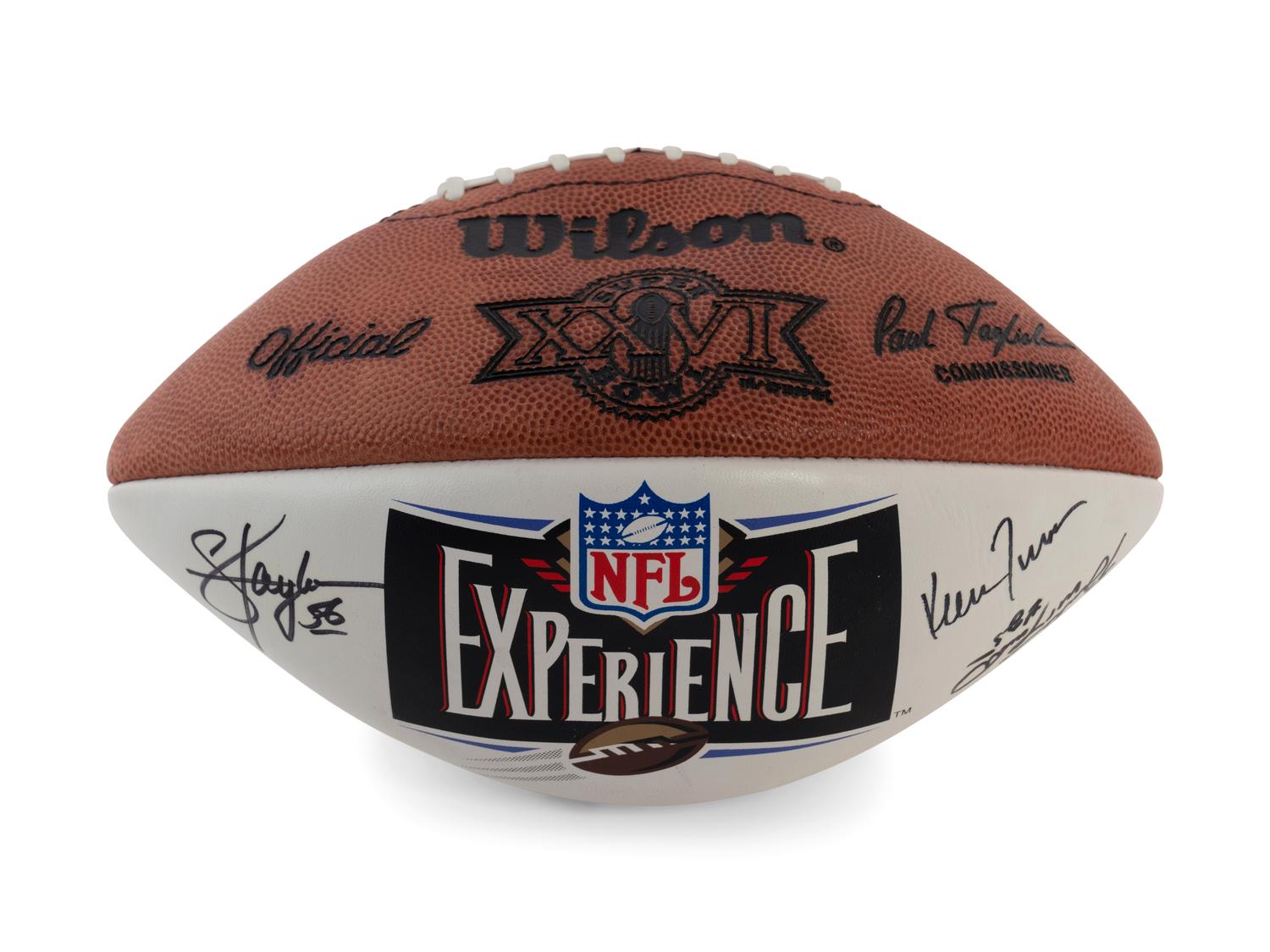 A Group of Three Signed Football Items Including Derrick Thomas and Lawrence Taylor