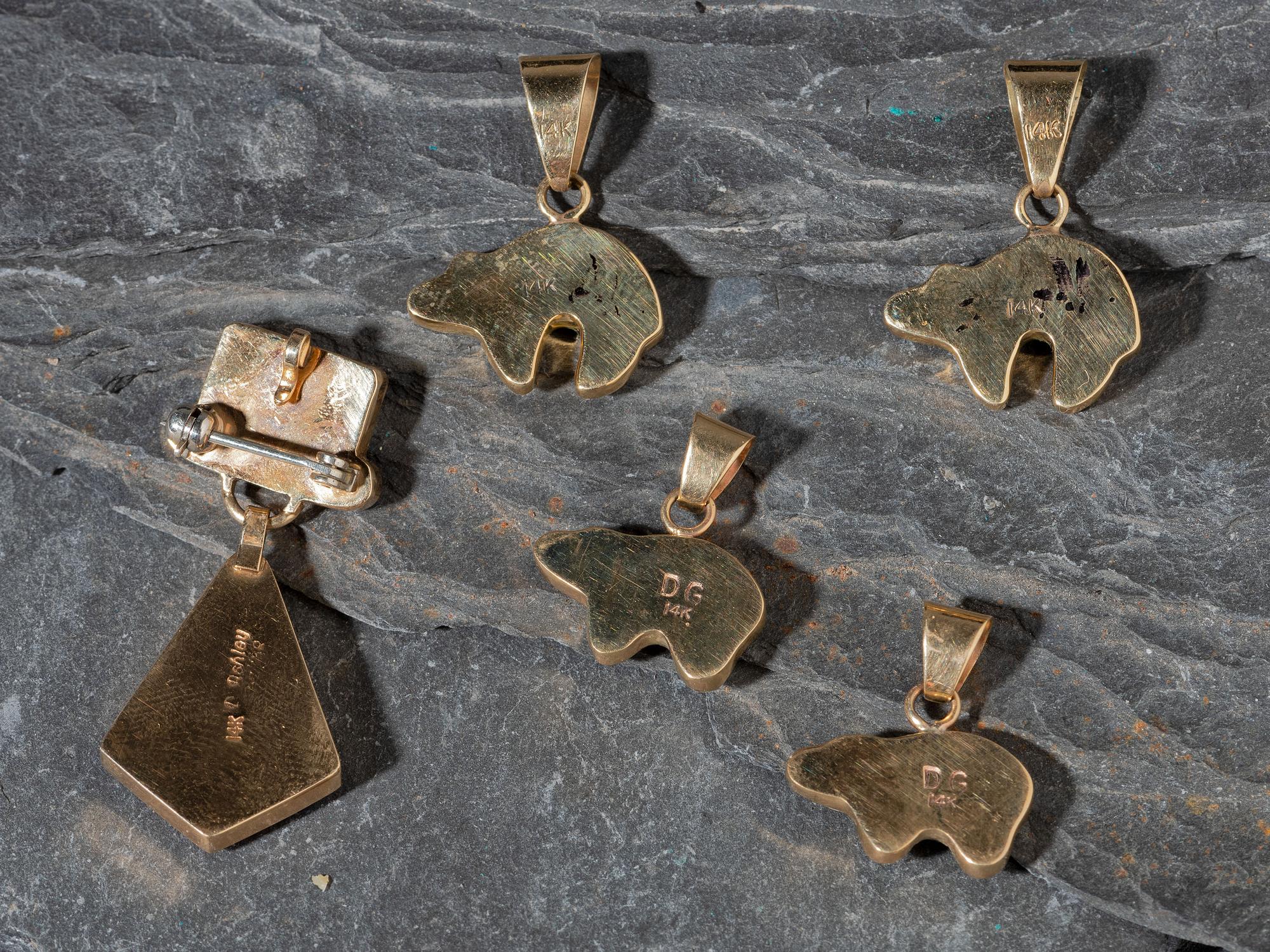 Navajo Inlaid 14K Gold Pendants