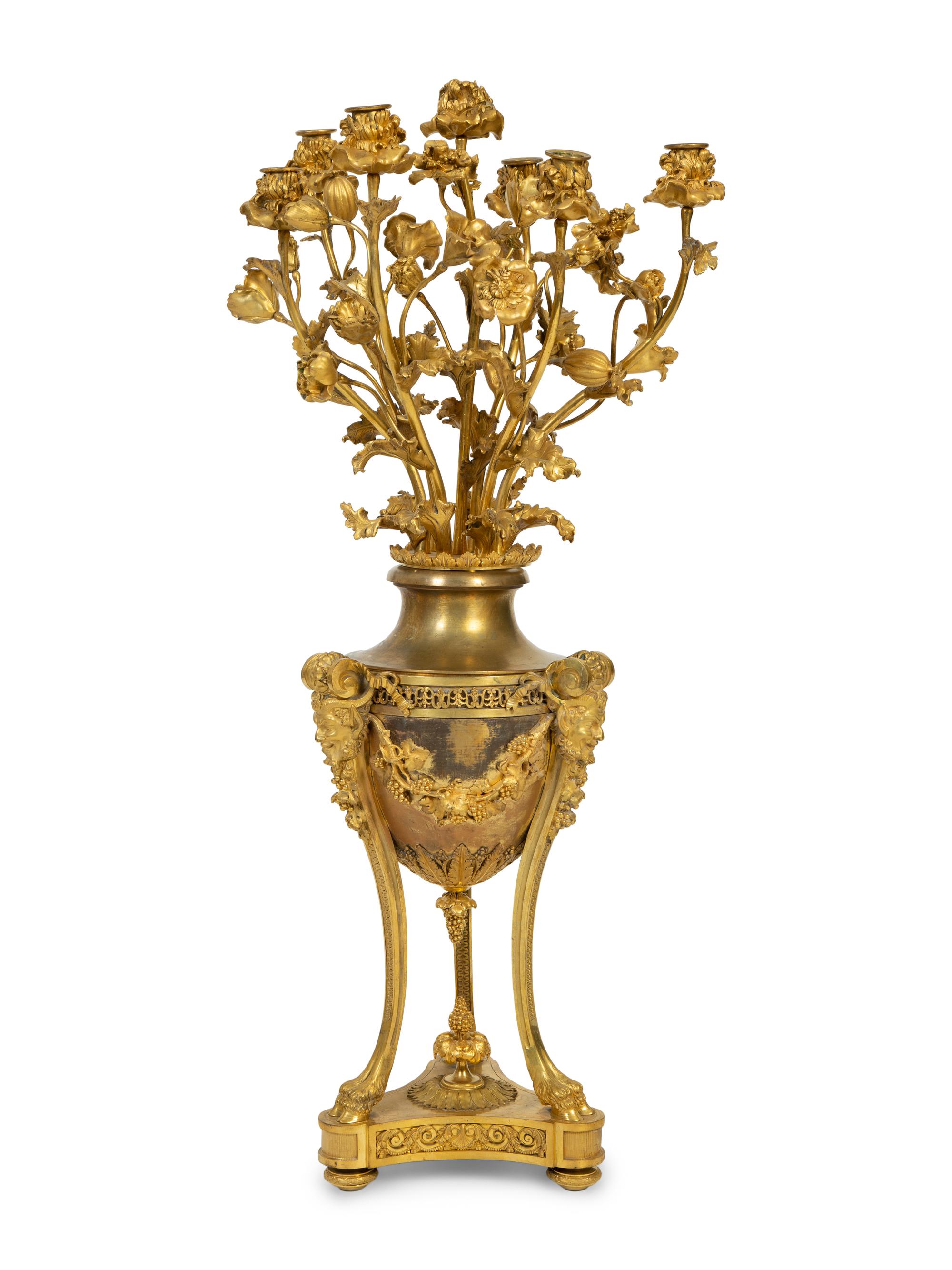 A Louis XVI Style Gilt Bronze Candelabrum by Henry Dasson — CIRCA 1885