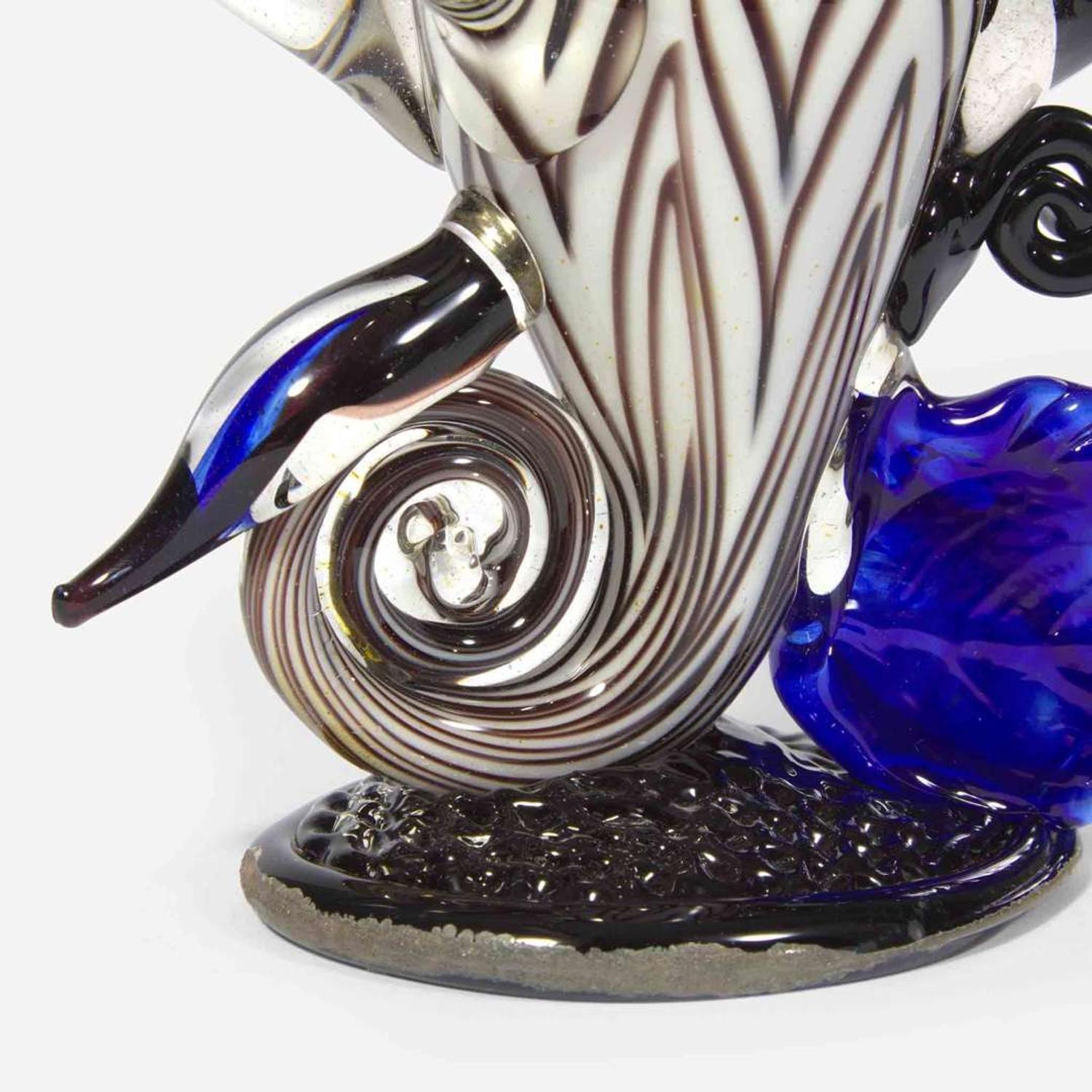Fritz Dreisbach (American, b. 1941) Two Black and White Hand Blown Glass Cups, USA, circa 1970s