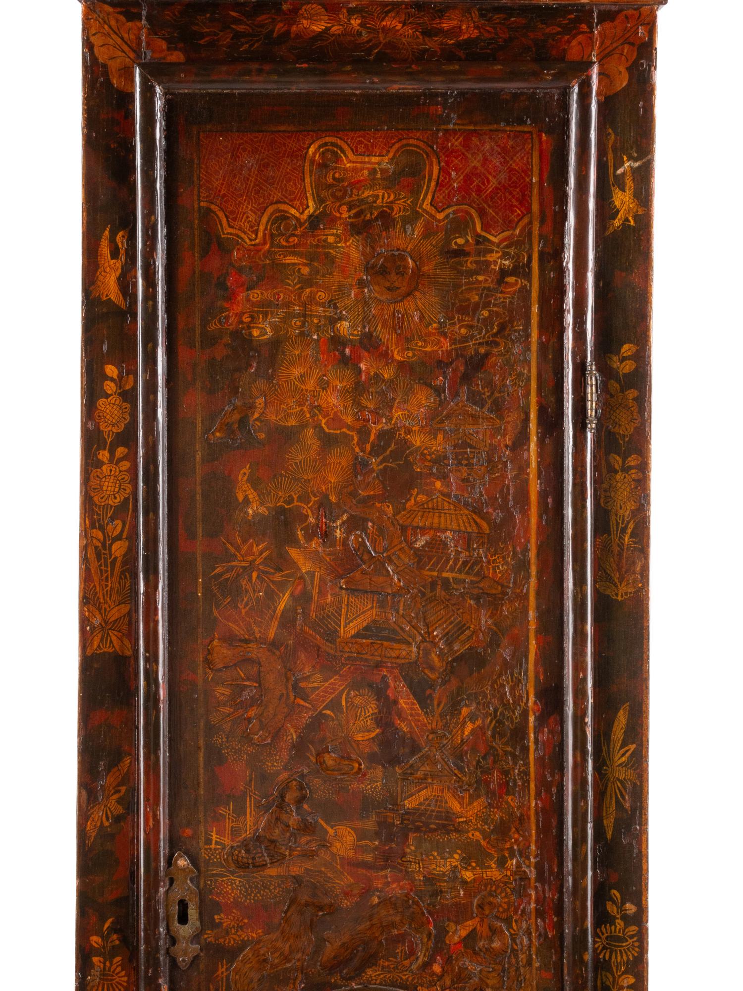 A George III Japanned Tall Case Clock