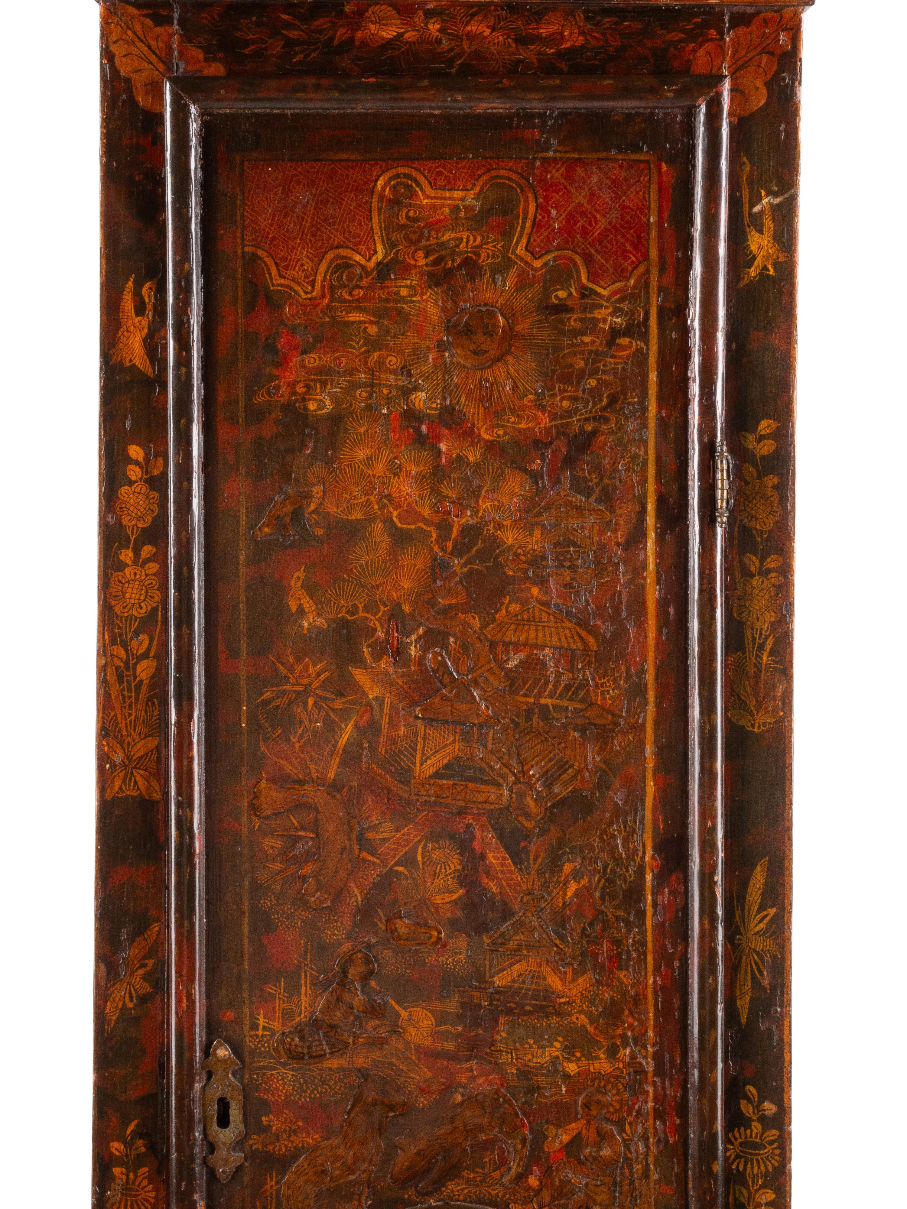 A George III Japanned Tall Case Clock
