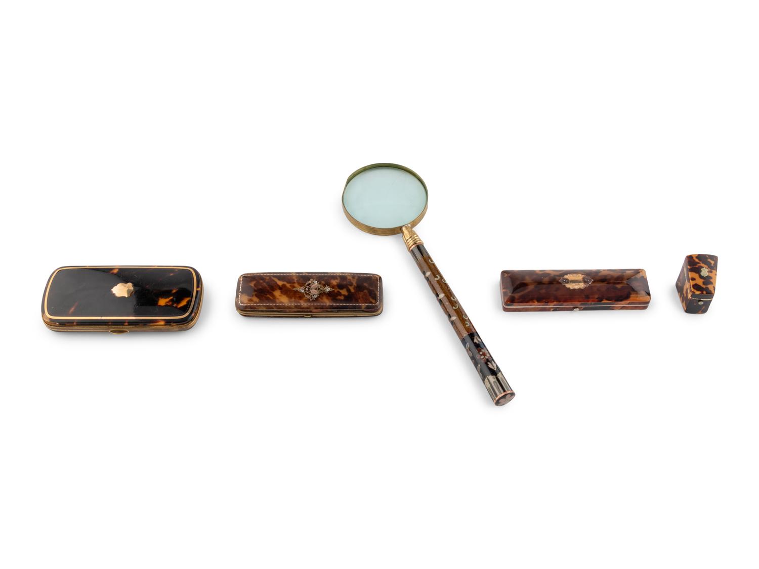 Four Tortoise Shell Mounted Articles