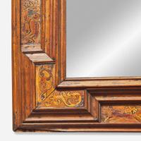 A Continental inlaid walnut and fruitwood paneled mirror late 17th / early 18th century