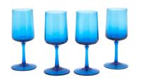 Ten Blue Handblown Glass Wines Height 6 1/4 inches. — 20TH CENTURY