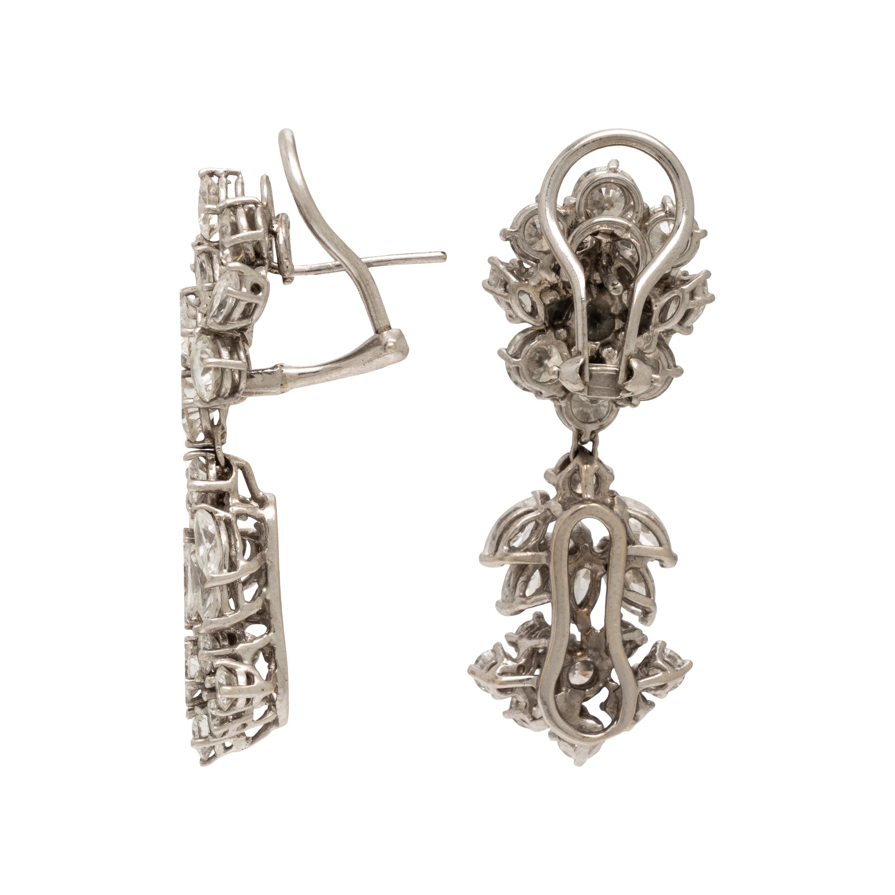 Diamond, Platinum, and White Gold Earrings