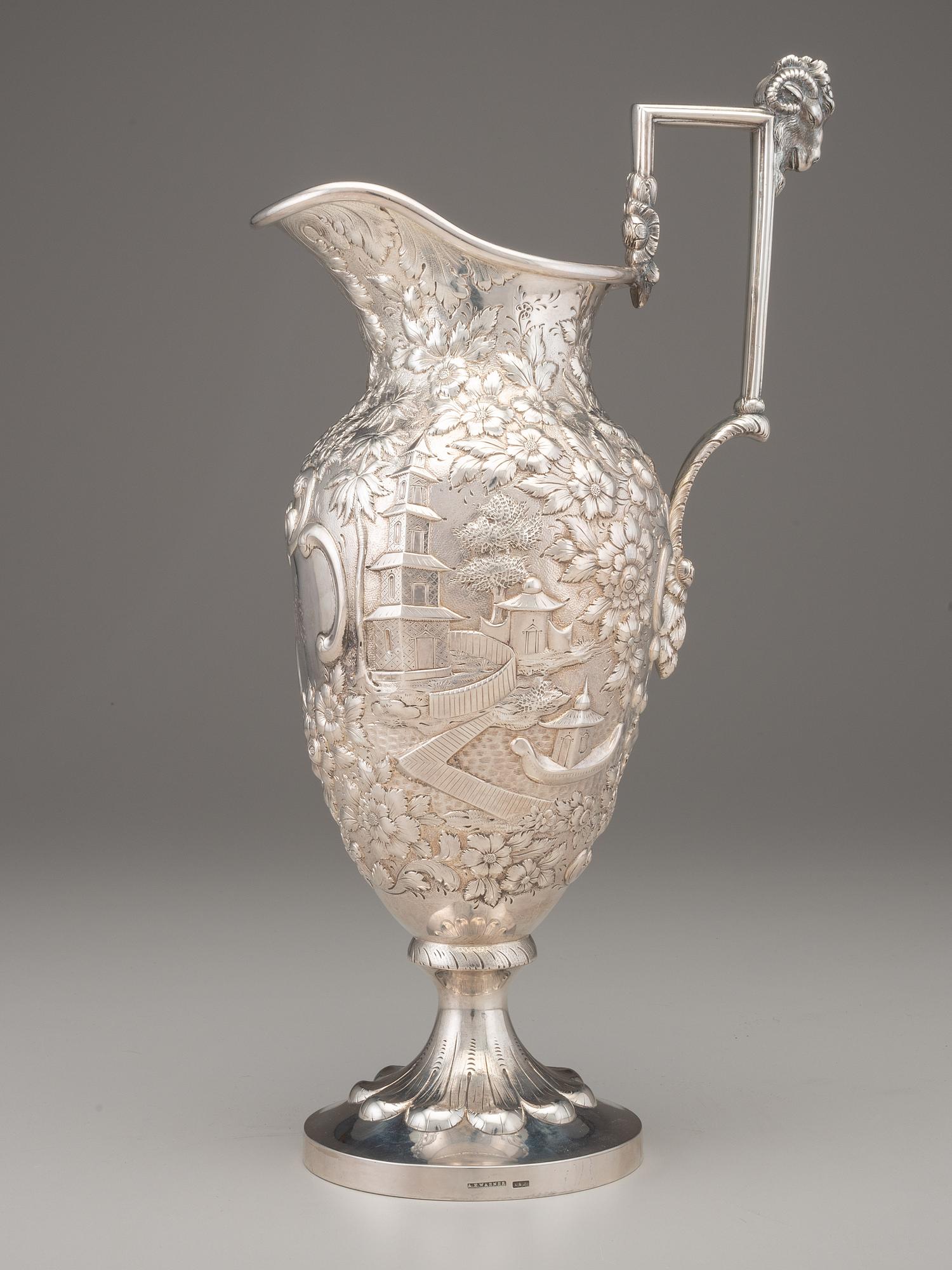 An A.E. Warner Coin Silver Pitcher