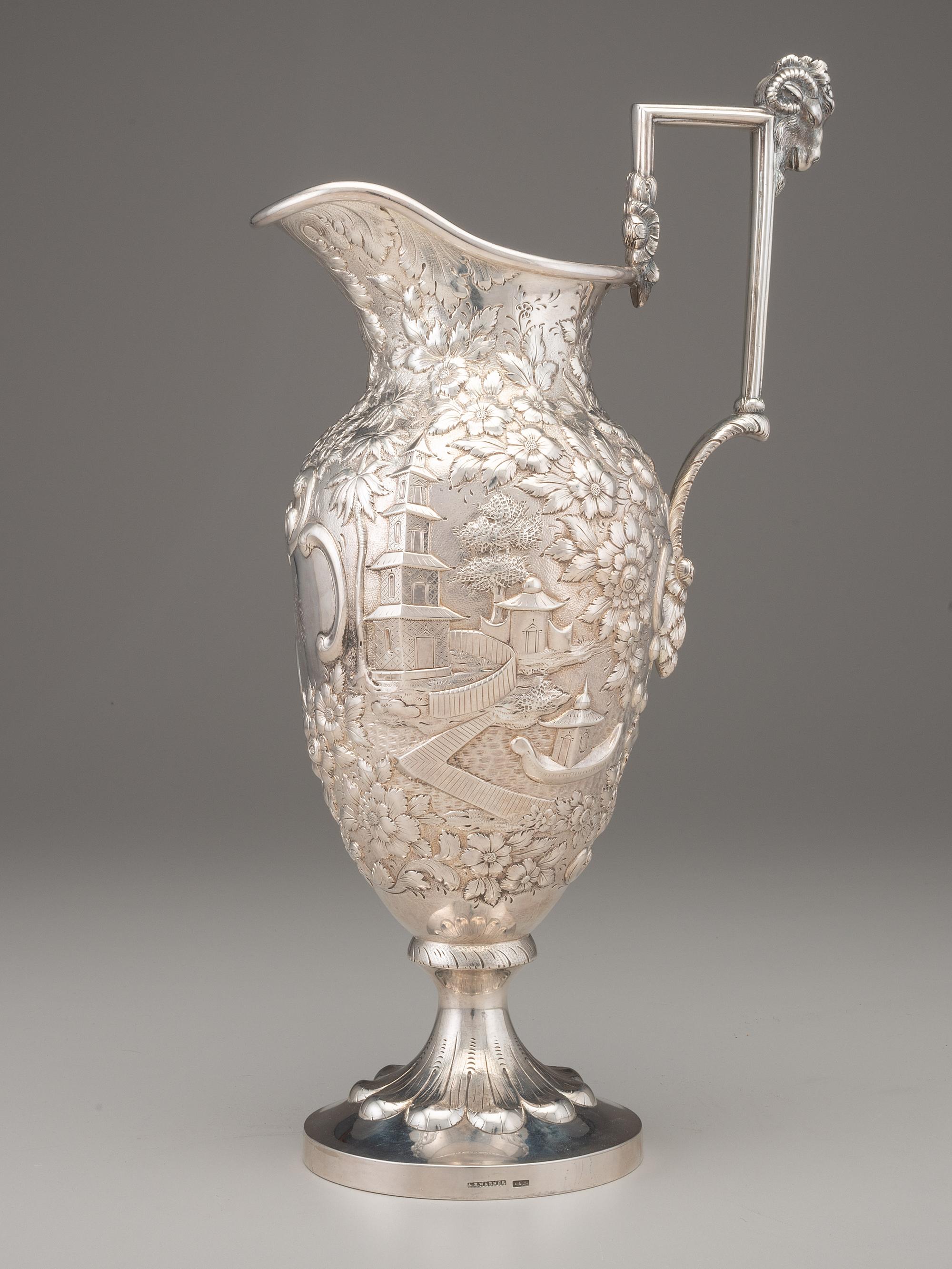 An A.E. Warner Coin Silver Pitcher
