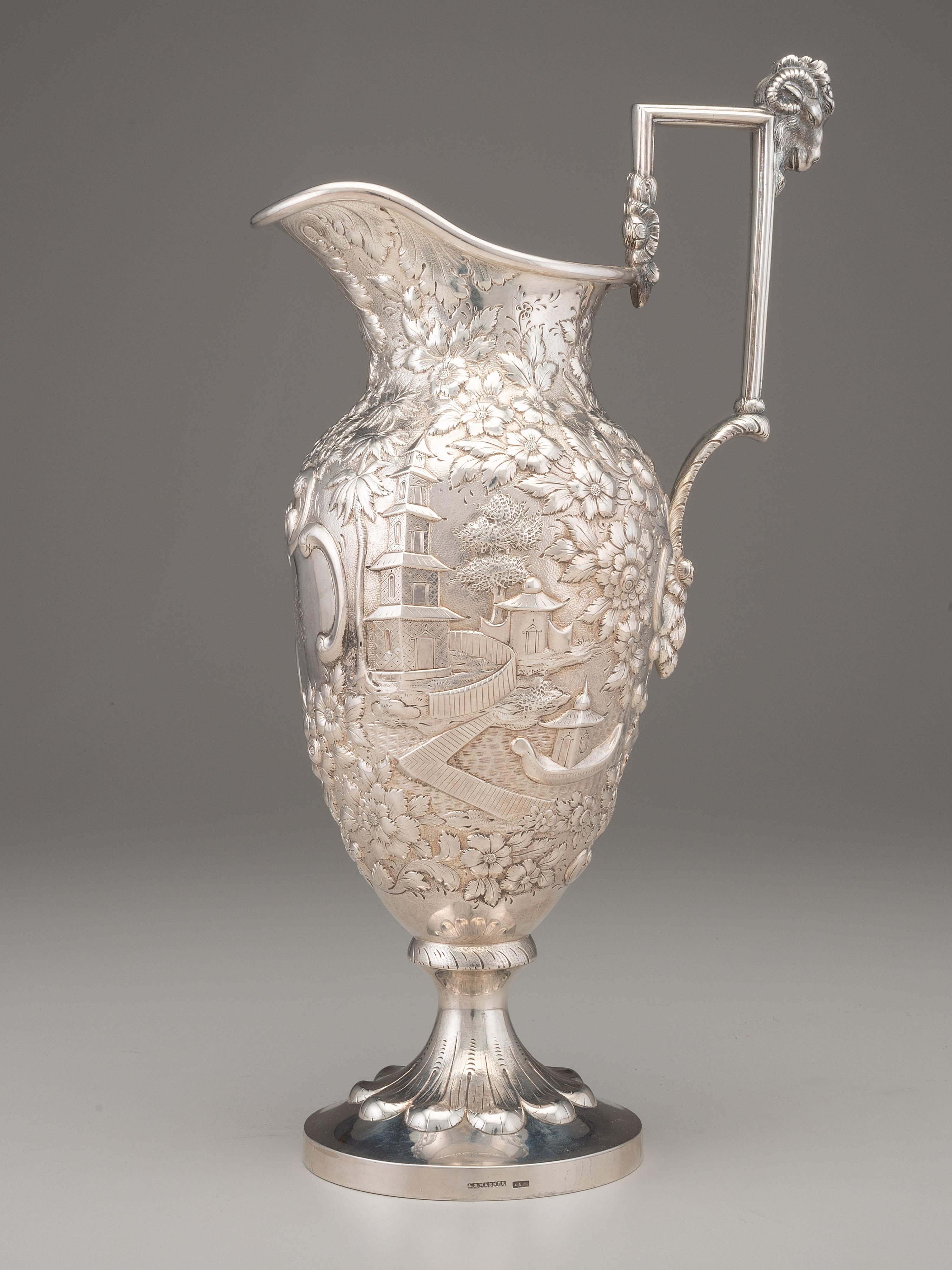 An A.E. Warner Coin Silver Pitcher