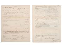 [CIVIL WAR]. A pair of documents related to the service of Private Thomas Williams, WIA, Company E, 15th Regiment, United States Colored Troops including discharge and payment papers.
