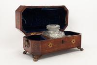A Regency Brass Inlaid Mahogany Tea Caddy