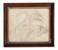 A Swan-Decorated Spencerian Ink Drawing