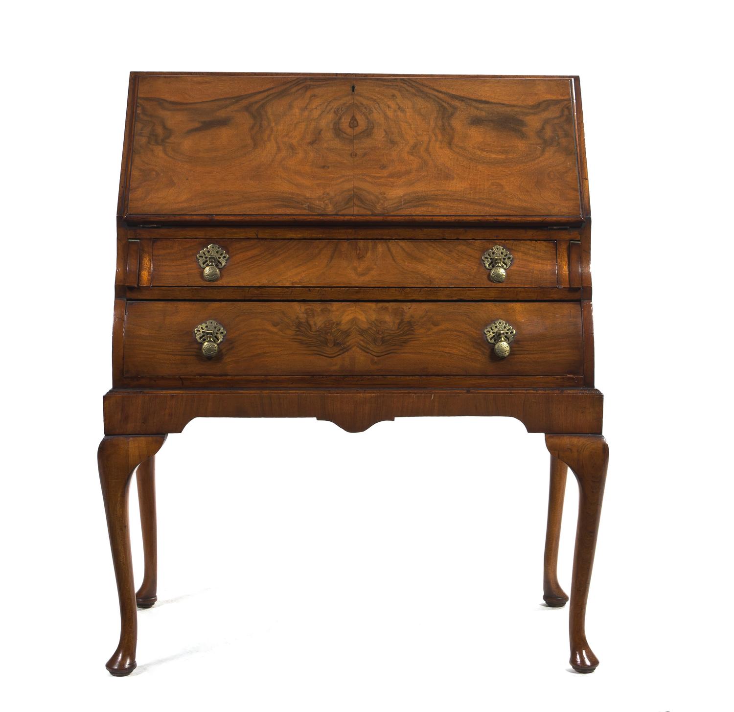 An Edwardian Walnut Bureau, Height 38 1/4 x width 30 x depth 18 inches.