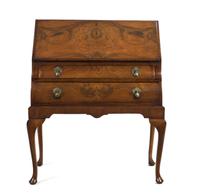 An Edwardian Walnut Bureau, Height 38 1/4 x width 30 x depth 18 inches.