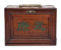 A Chinese Hardwood and Bone Mah Jong Set