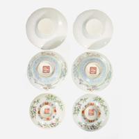 A pair of Chinese "Linzhi Chengxiang" tea bowls, covers and stands 粉彩帶蓋茶盌一對 Republic period ??