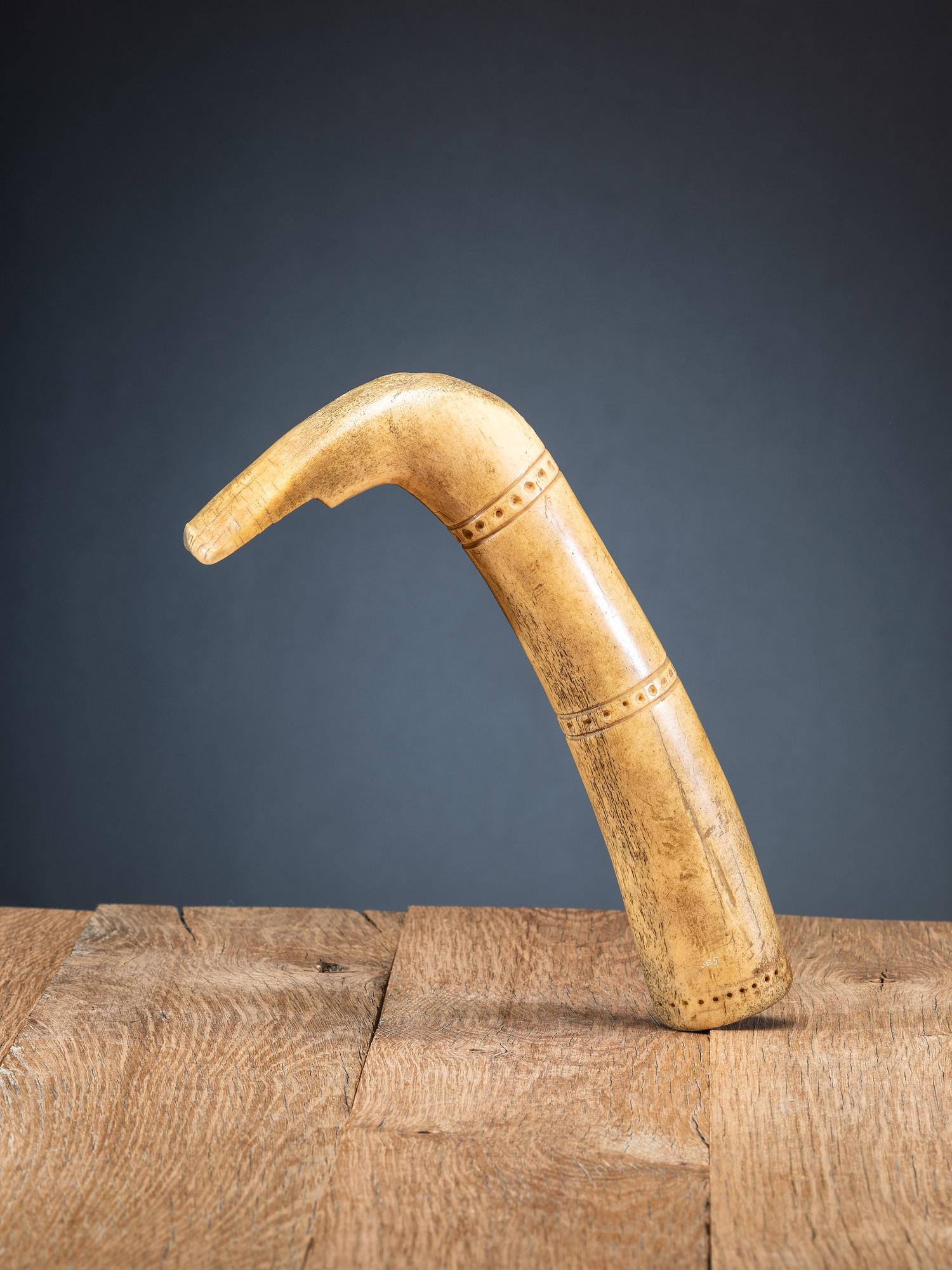 Plains Elk Antler Hide Scraper, with Decorations