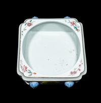 A Chinese Famille Rose Porcelain Square Brush Washer