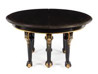 An Irish Painted and Parcel Gilt Extension Dining Table Height 29 3/4 x diameter of top 57 inches (closed). — 19TH CENTURY
