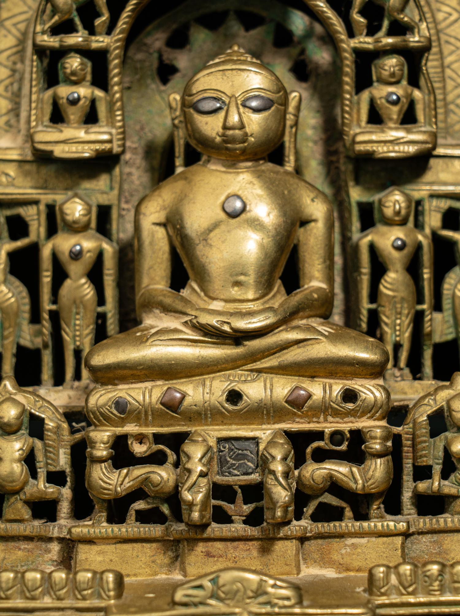 An Indian Silver Inlaid Brass Jain Shrine