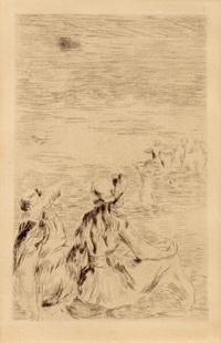 Sur la plage, à Berneval , ca. 1892