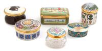 A Group of Six English Enamel Pill Boxes — 20TH CENTURY