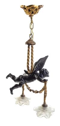 A French Gilt and Patinated Bronze Fixture Height 22 1/2 inches. — LATE 19TH/EARLY 20TH CENTURY