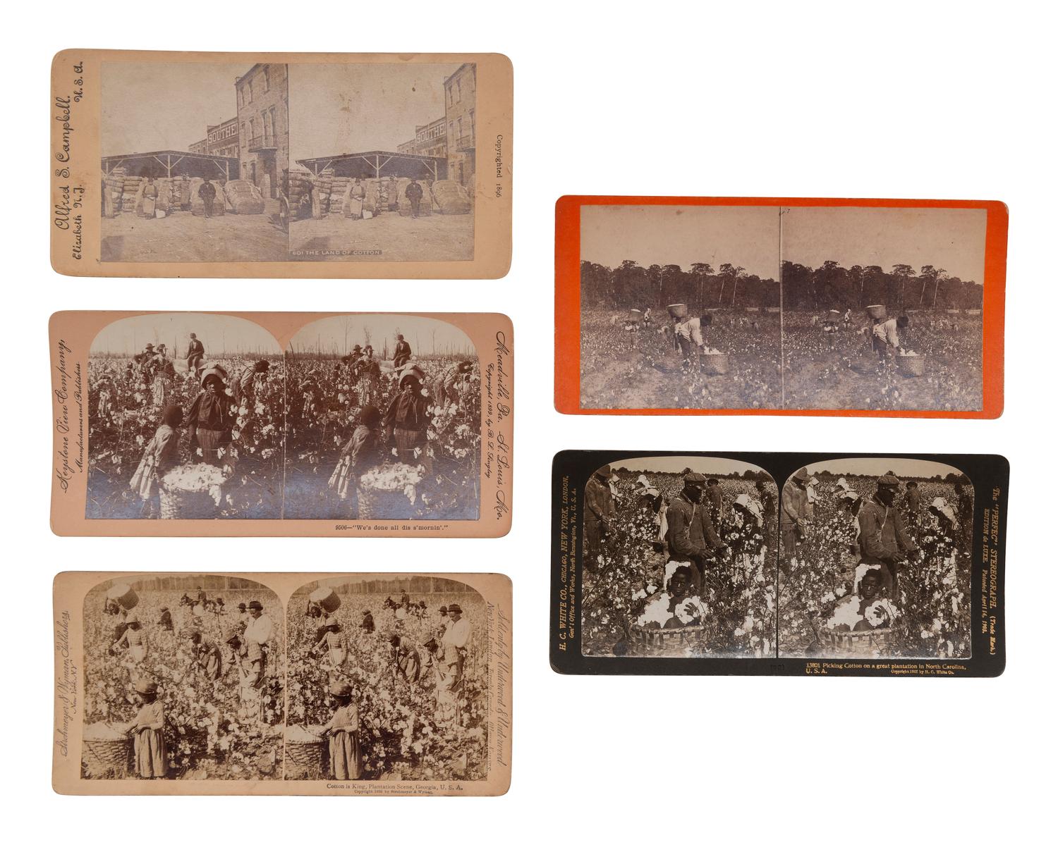 [EARLY PHOTOGRAPHY]. 15 stereoviews of African Americans engaged in agricultural activities.