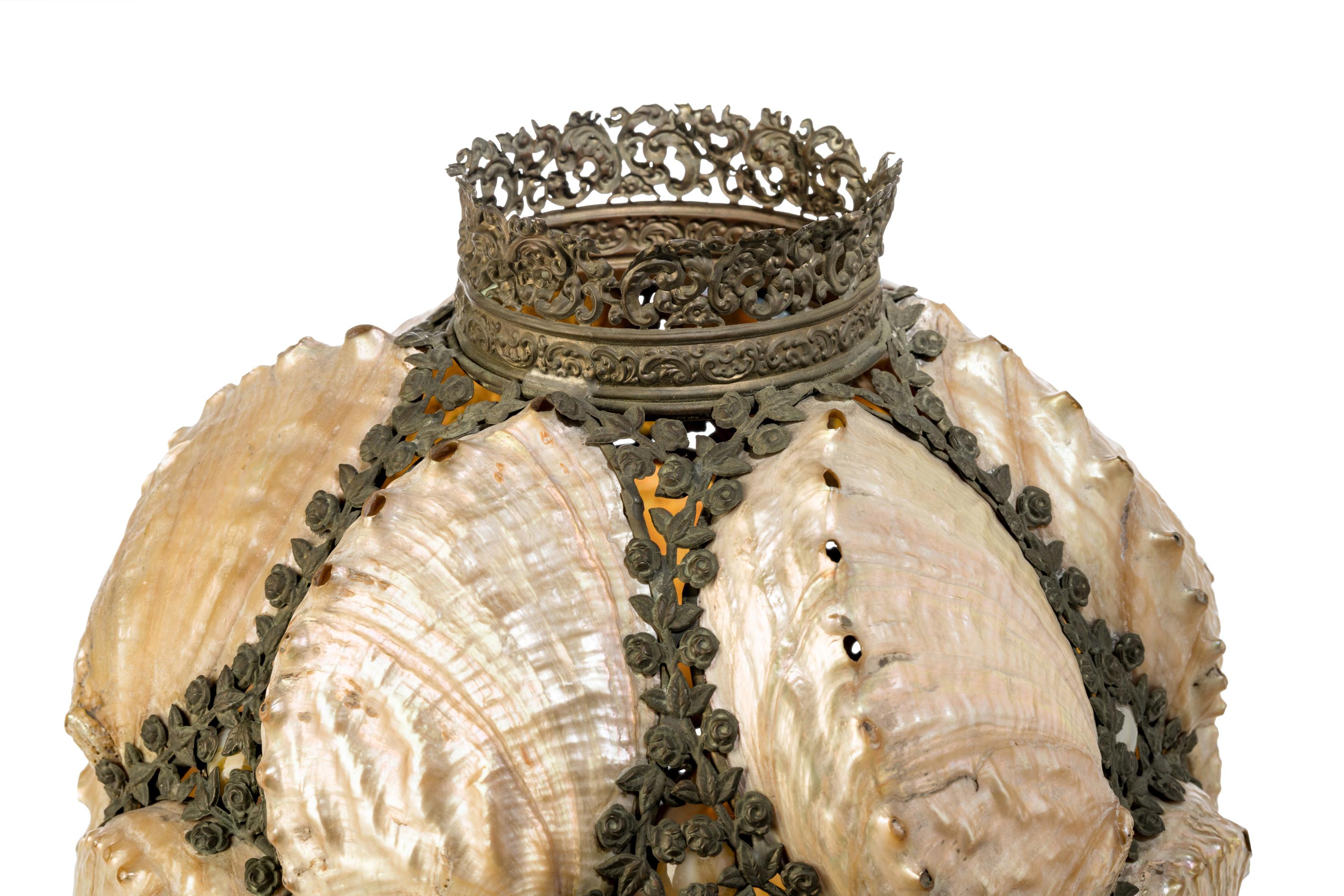 A Victorian Gilt Metal and Abalone Mounted Candle Sconce